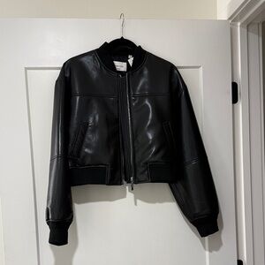 Black Leather Bomber Jacket